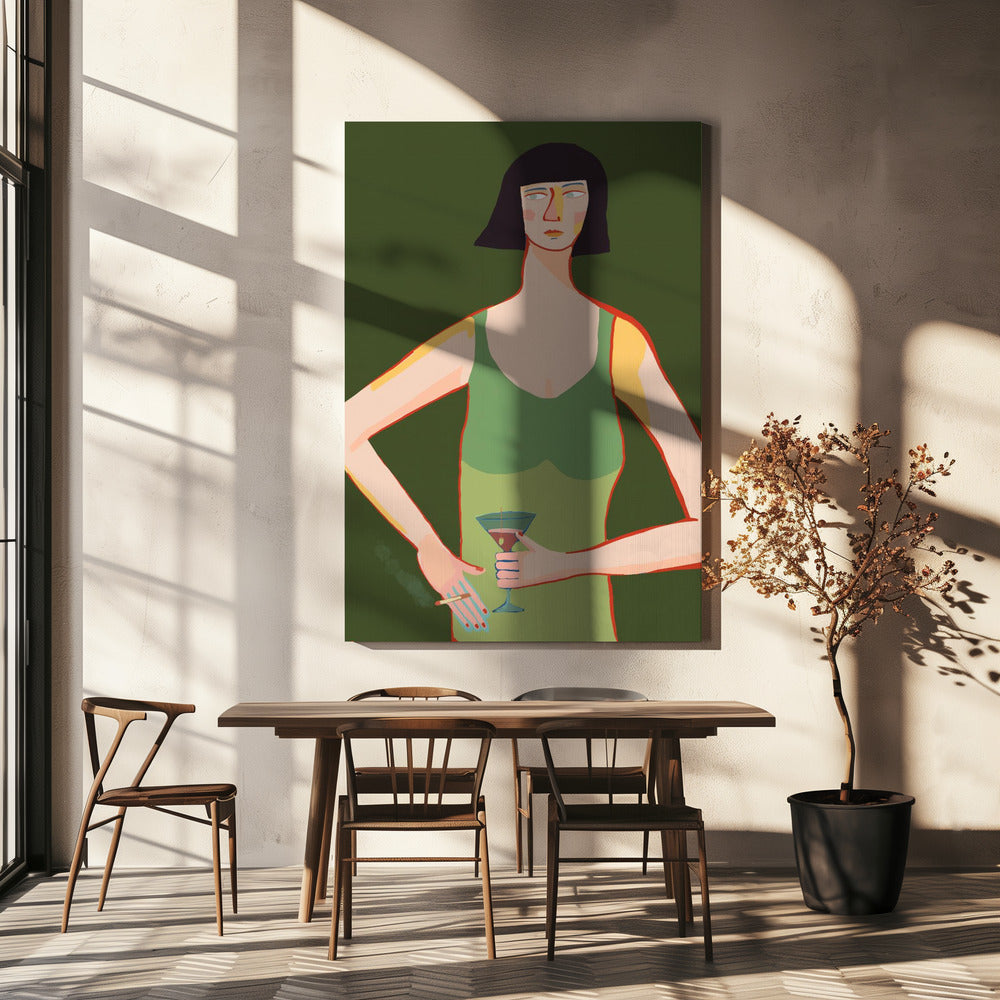 Lady with cocktail | Canvas