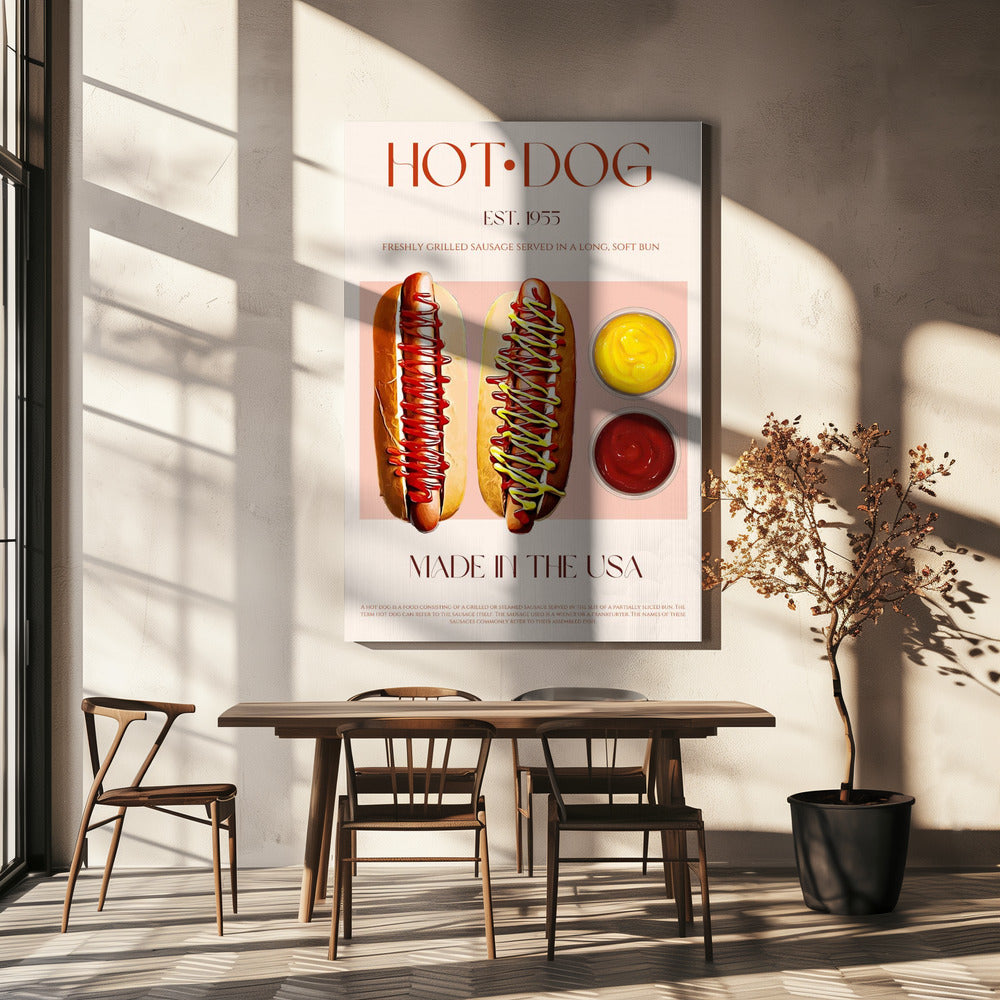 Hot Dogs mit Senf und Ketchup | Leinwand