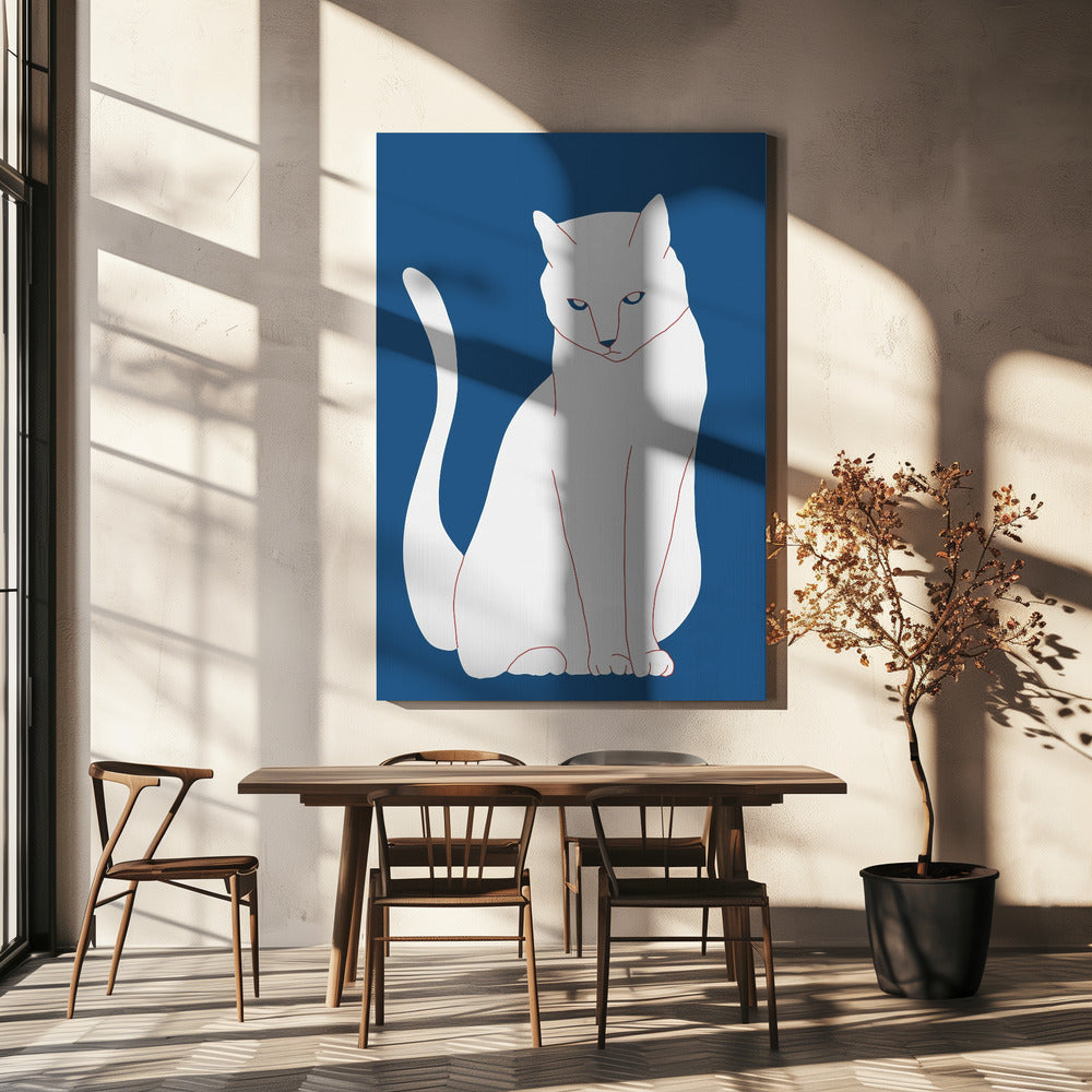 Weiße und blaue Katze | Leinwand