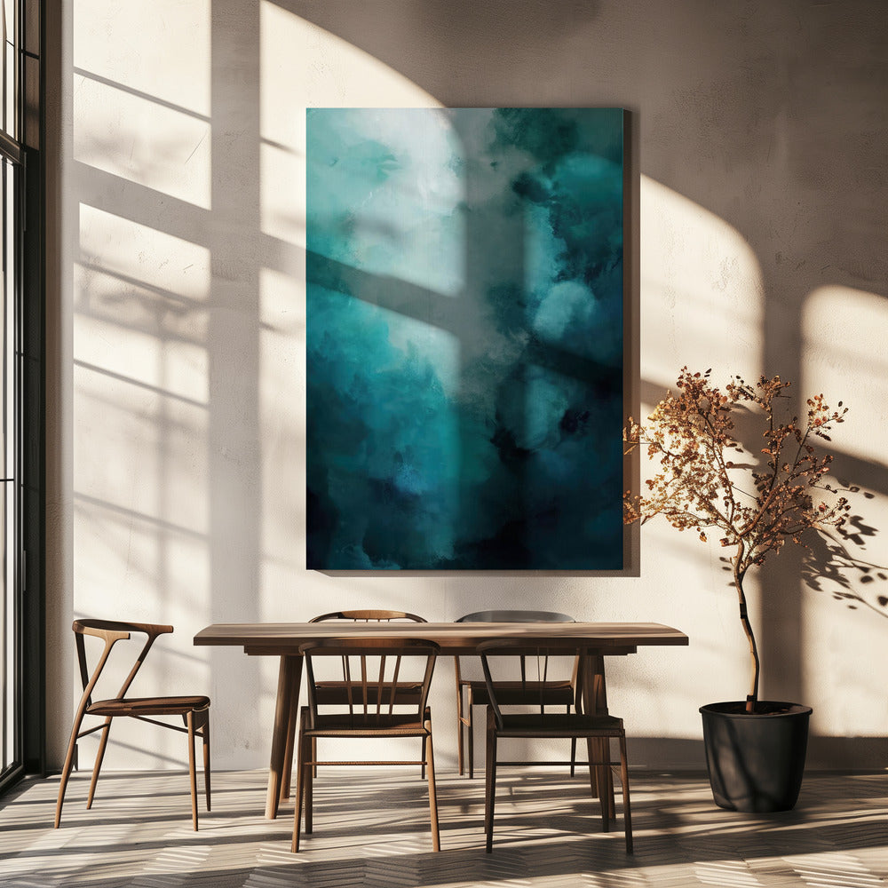 Misty Teal Abyss | Leinwand