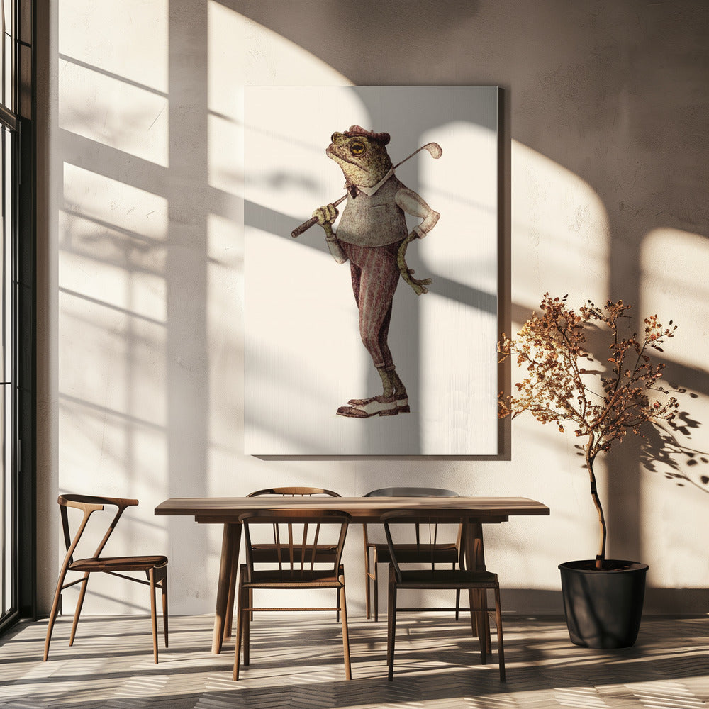 Frosch in Vintage-Golfkleidung | Leinwand