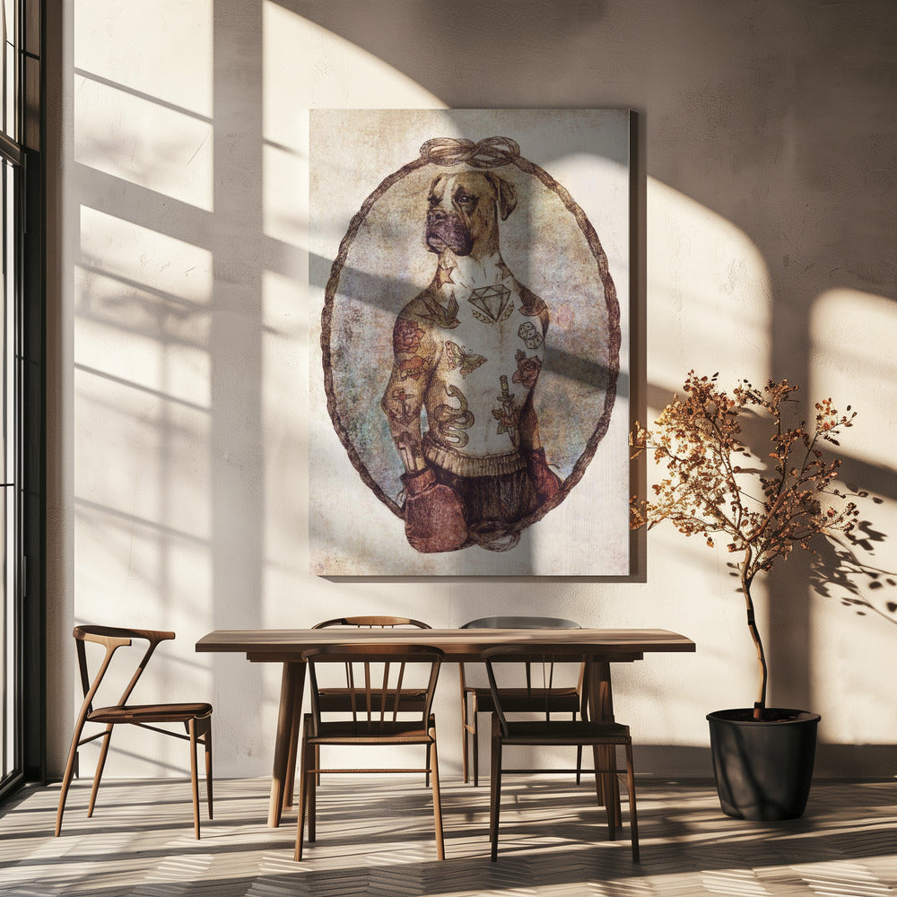Tattooed Boxer Pup | Canvas