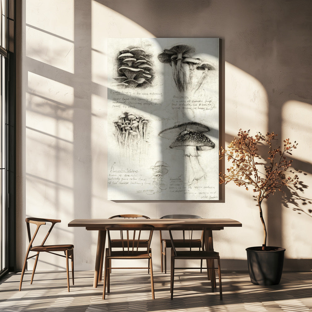 Verschiedene botanische Pilze | Leinwand