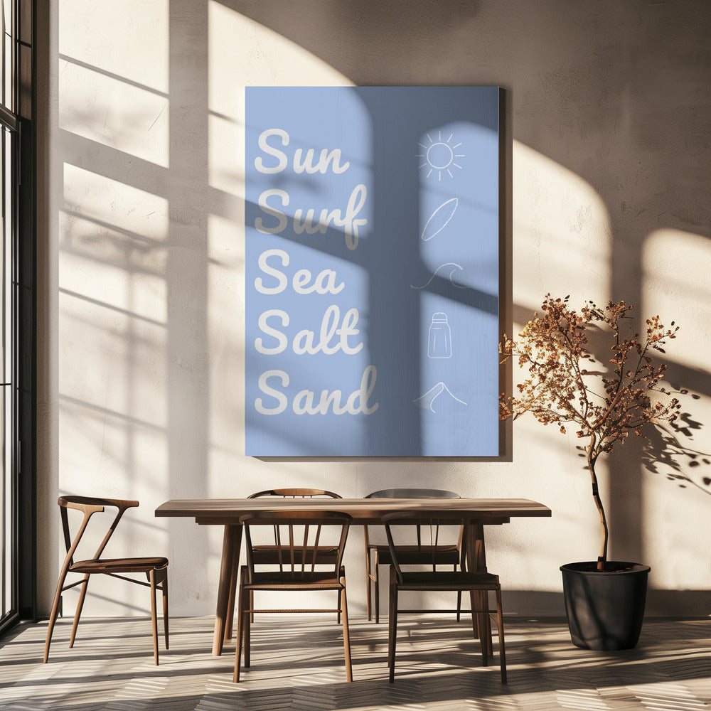 Sun Surf Sea Salt Sand Hellblau | Leinwand