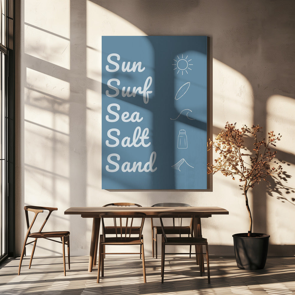 Sun Surf Sea Salt Sand Dark Blue | Canvas