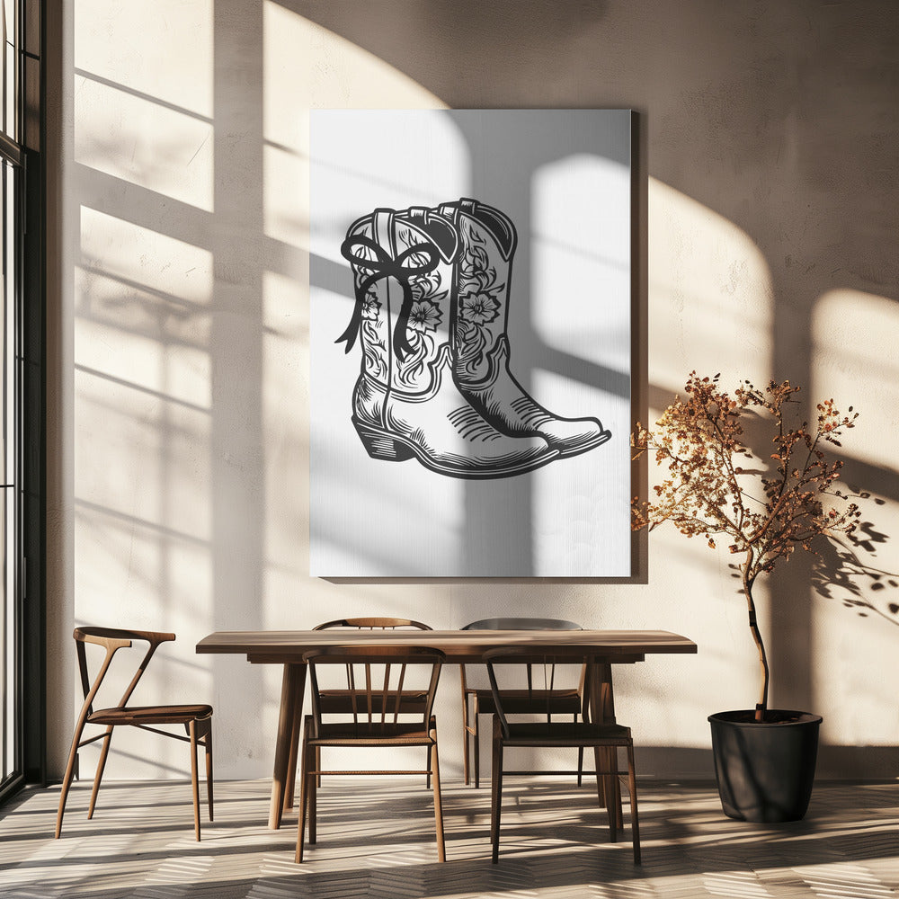 Schwarze Cowgirlstiefel mit Schleife | Canvas