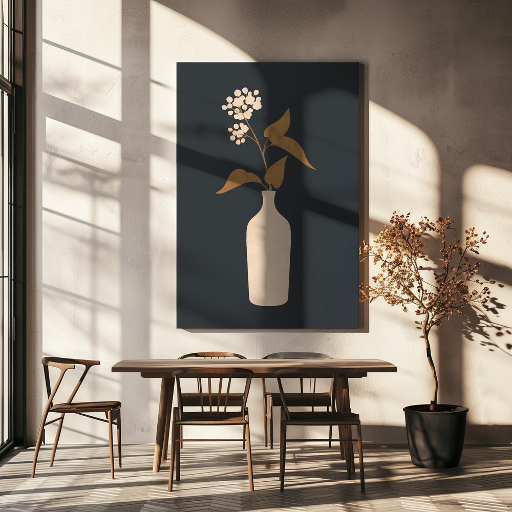 Minimale abstrakte Kunst Vase Blume | Leinwand