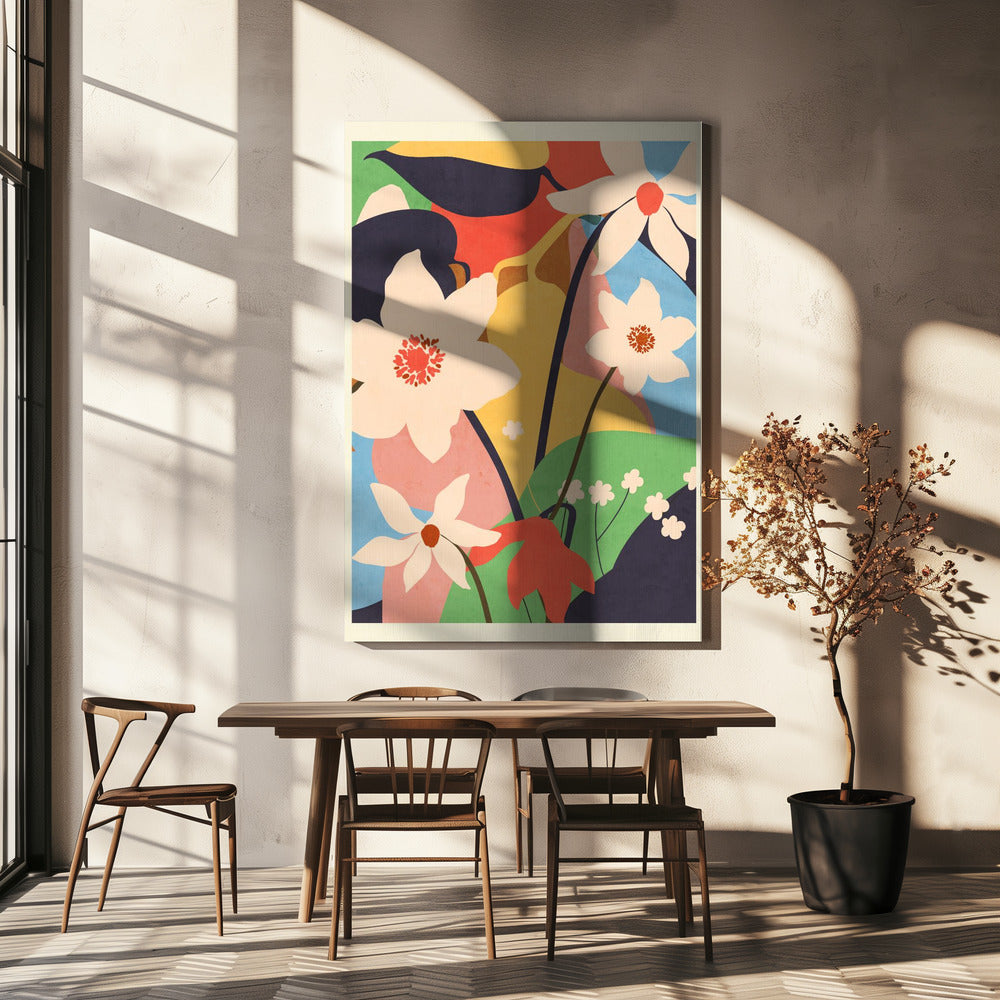 Abstrakte Kunst Landschaft Blumen | Leinwand