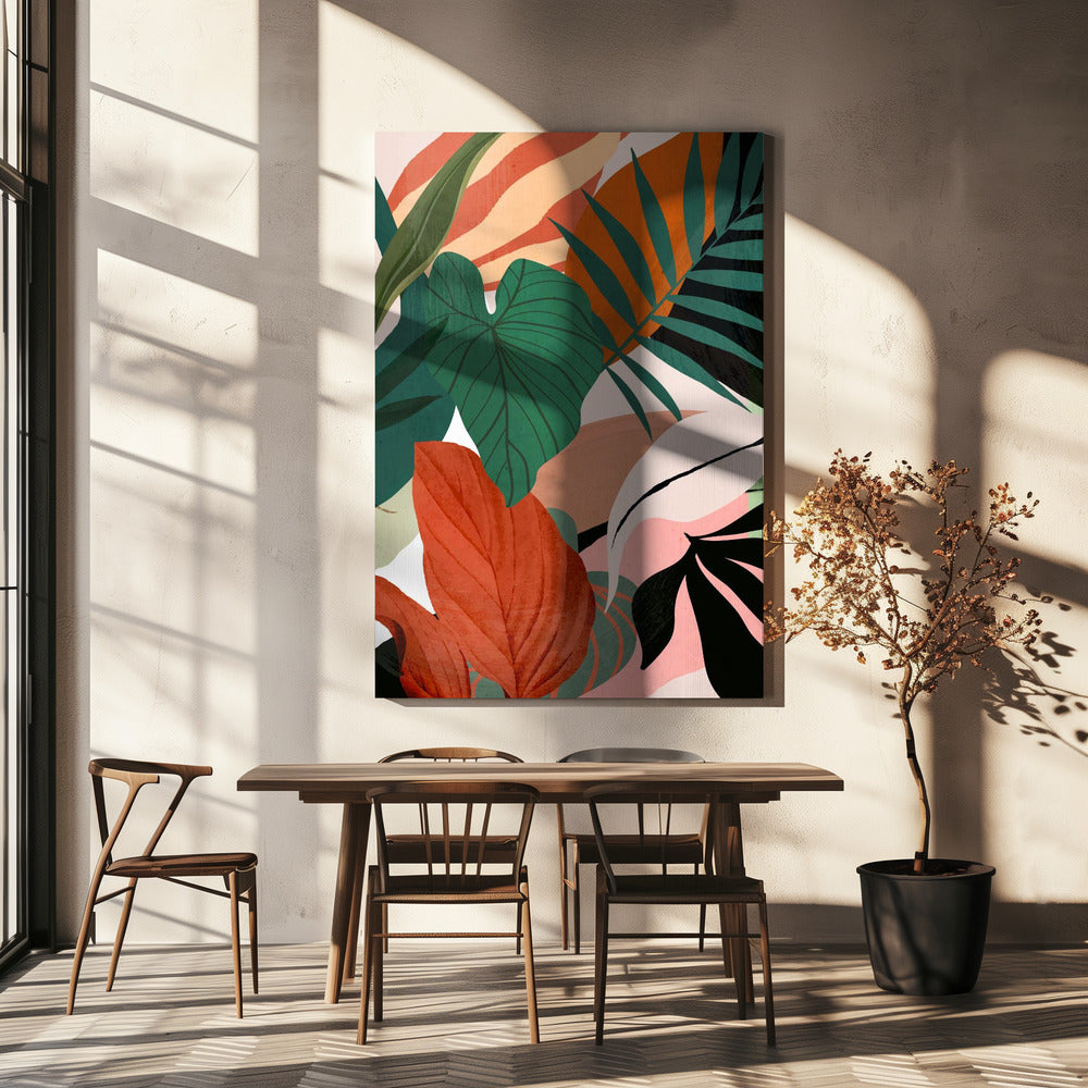 Abstrakte Kunst Tropische Blätter | Leinwand
