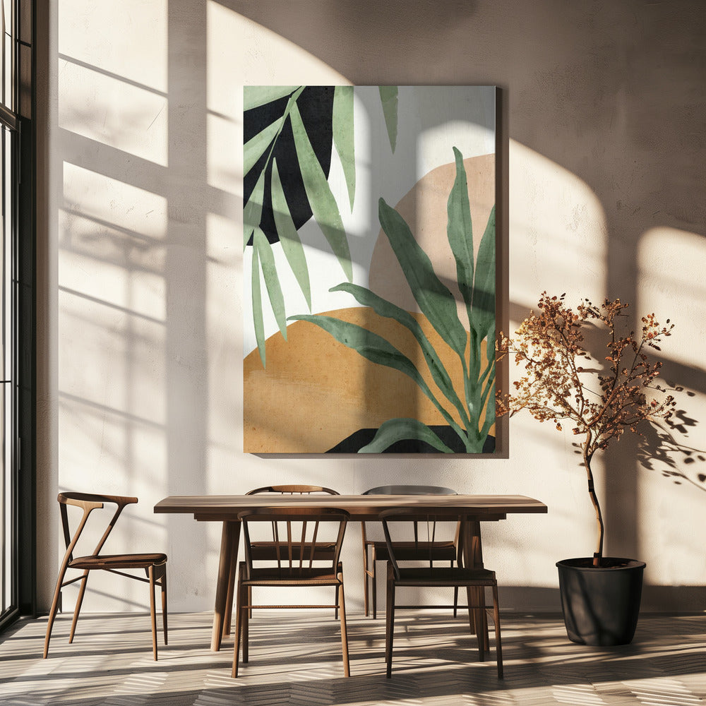 Abstrakte Kunst Tropische Blätter | Leinwand
