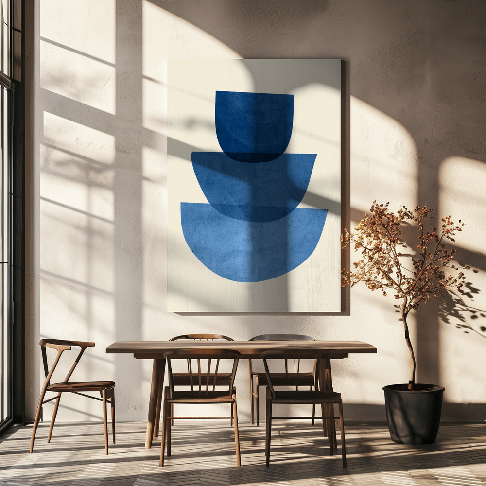Geometrische abstrakte Formen Blau | Leinwand