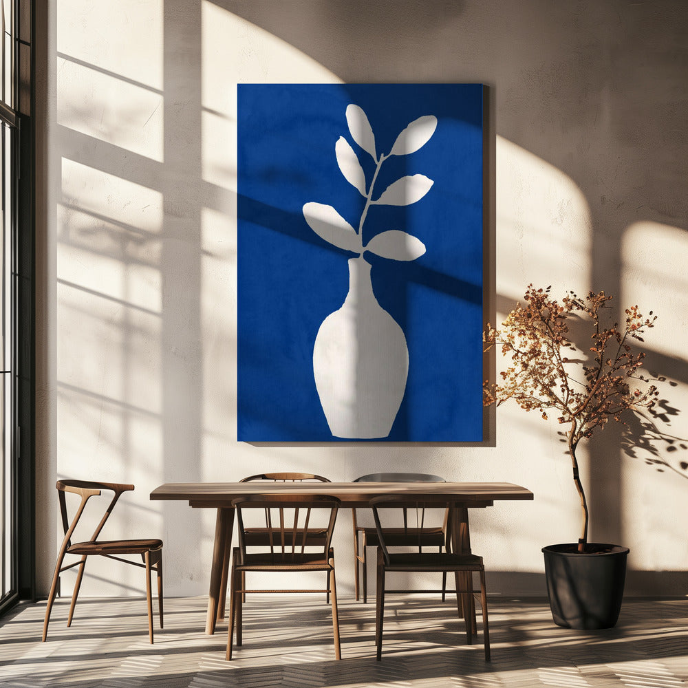 Weiße Vase und Blätter | Leinwand