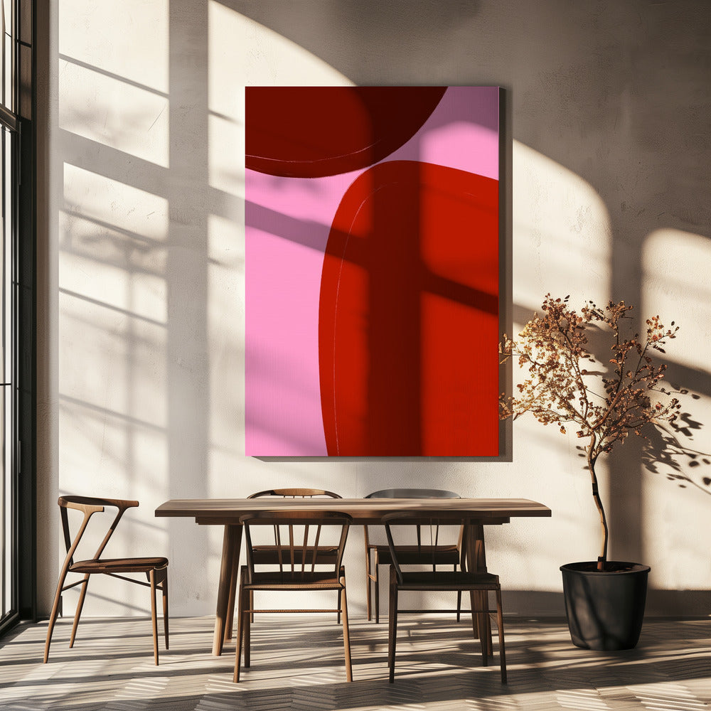Gebogene rote Formen | Leinwand