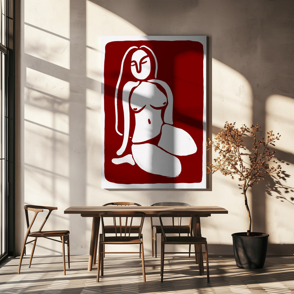 Stilisierte Aktfigur in sitzender Pose | Leinwand