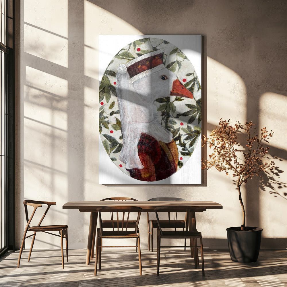 Cata With Green Leafs | Canvas