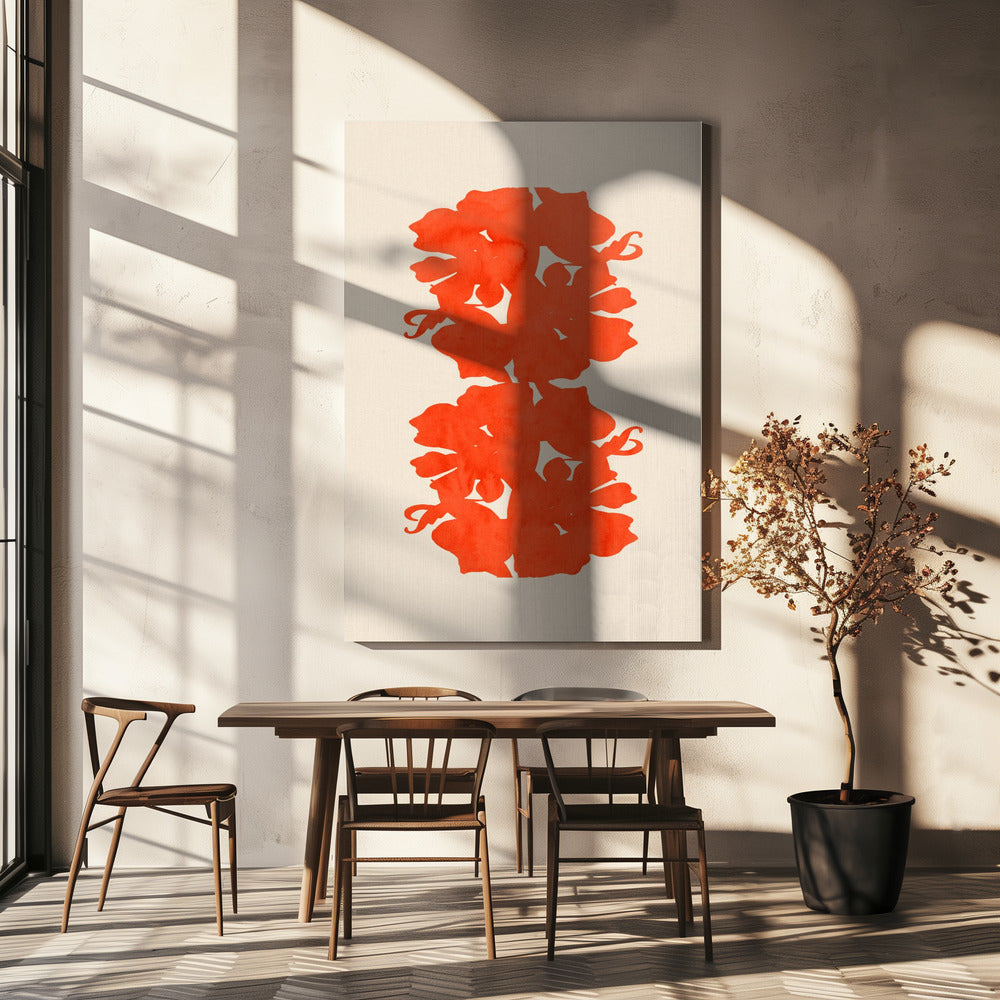 Orange Floral Silhouettes | Canvas