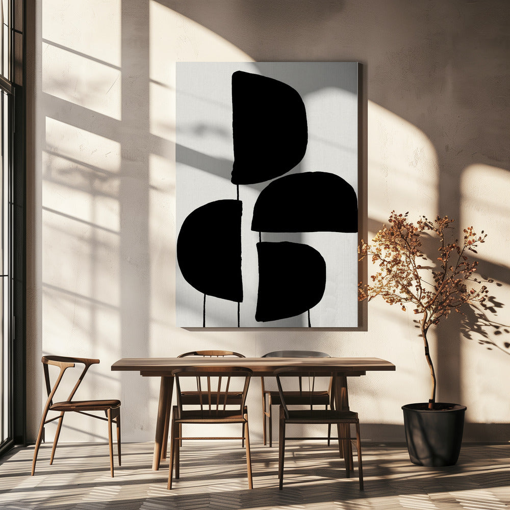 Minimalistische schwarze abstrakte Formen | Leinwand