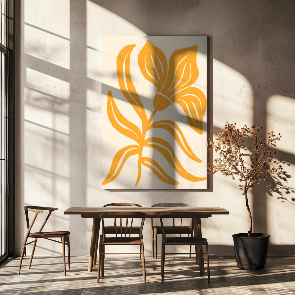 Abstrakte gelbe stilisierte Tulpe | Leinwand