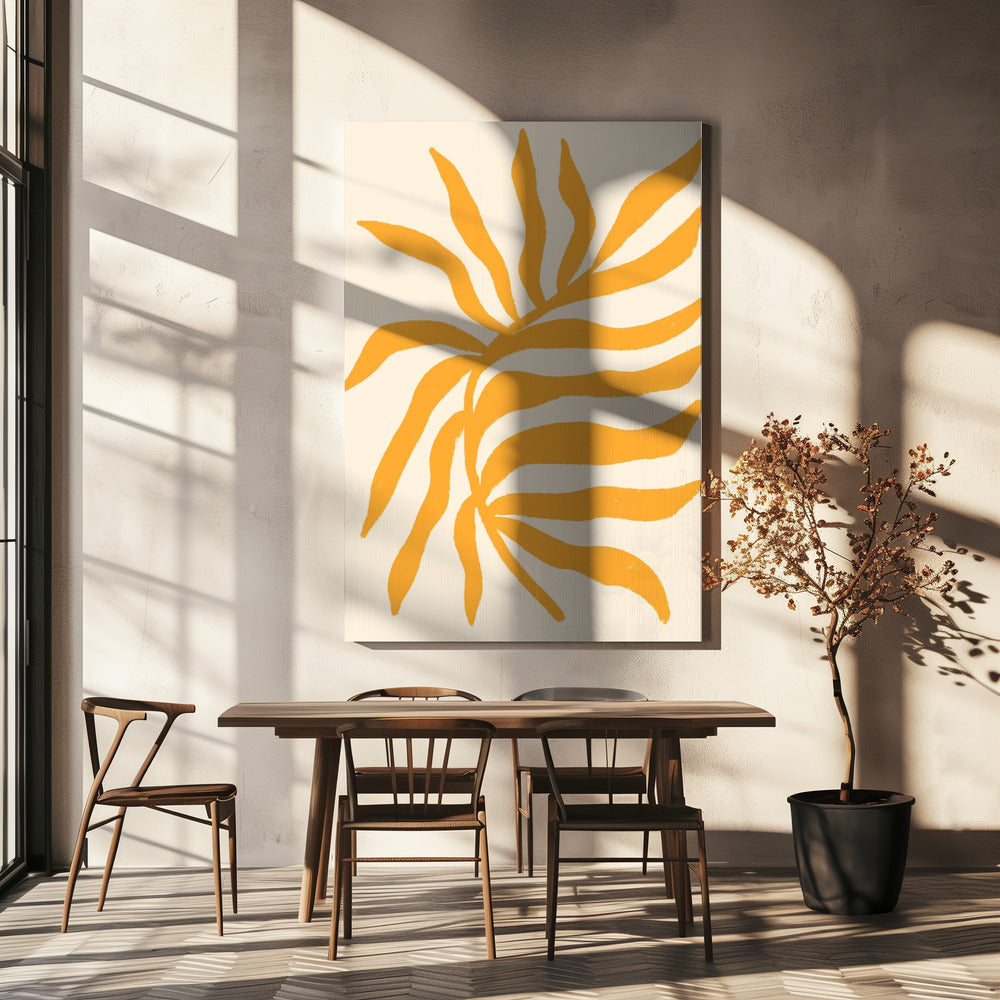 Gelbe Silhouette Strukturierter Zweig | Leinwand