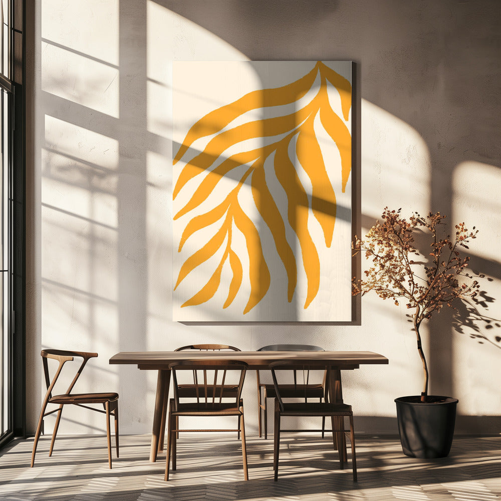 Gelbe Silhouette Strukturierter Zweig | Leinwand