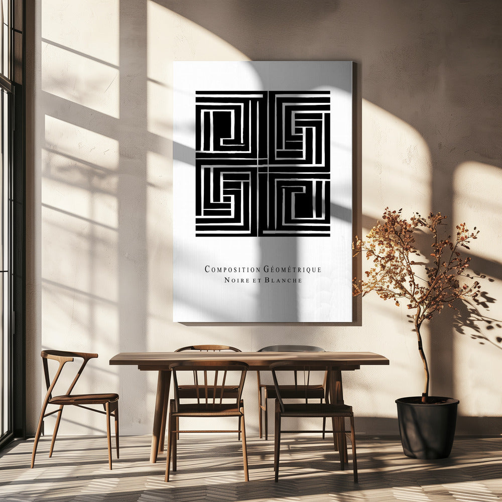 Komposition Géométrique Noire et Blanche | Leinwand