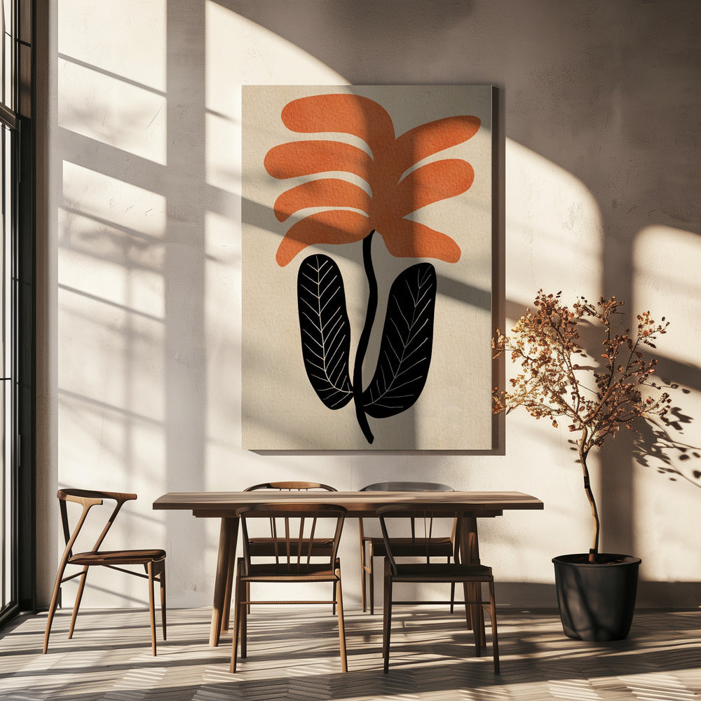Orangefarbene Blumenblume | Leinwand