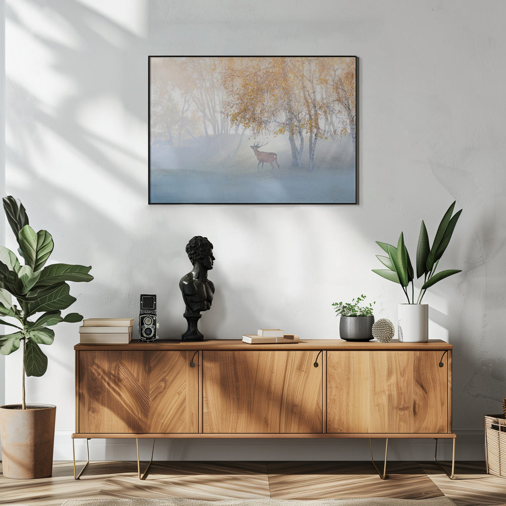 Elk Lost in Mist | Poster