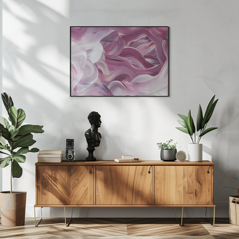Ausdrucksstarke rosa und weiße Pinselstriche | Poster