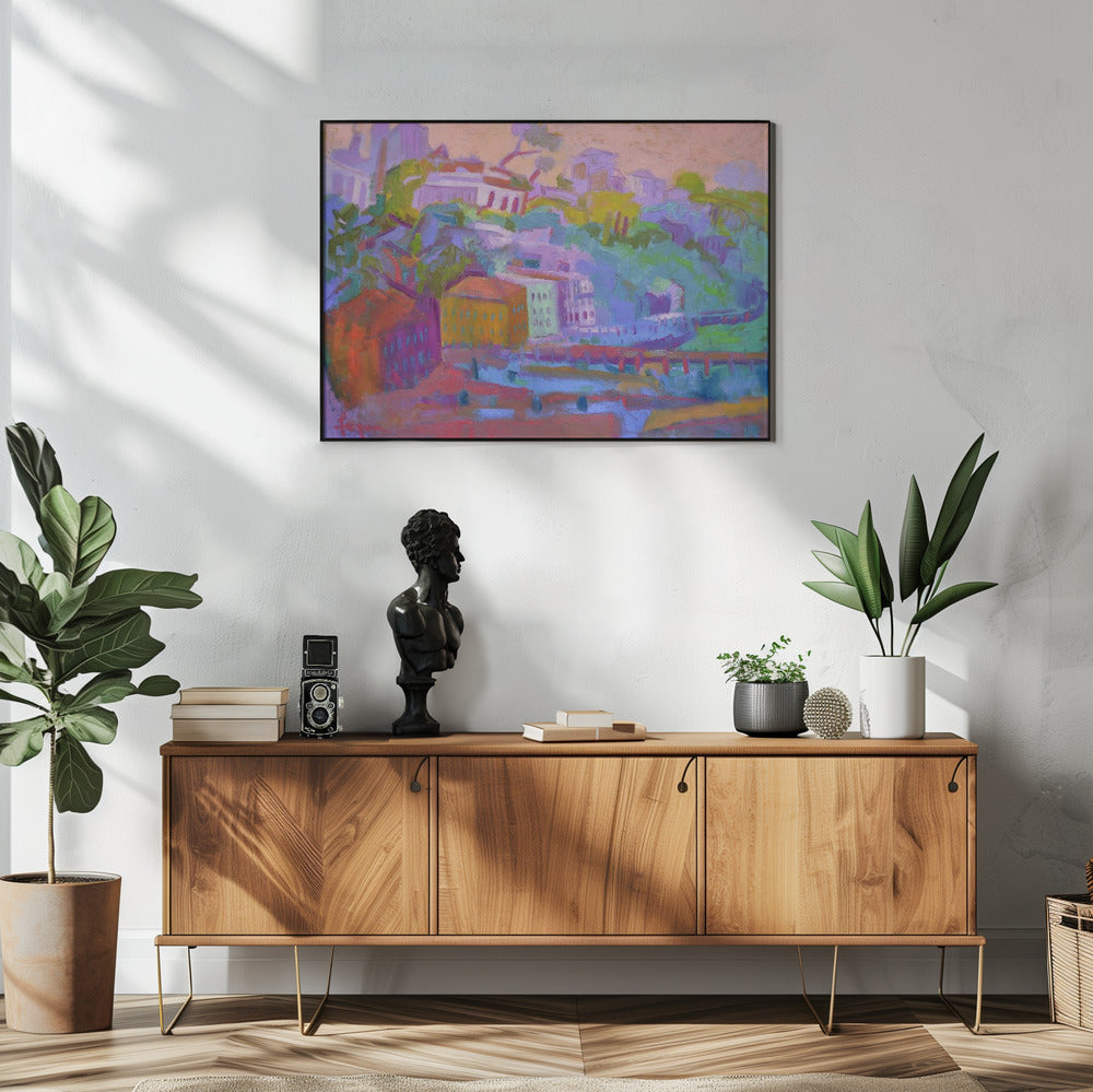 Bunte Hügelszene | Poster