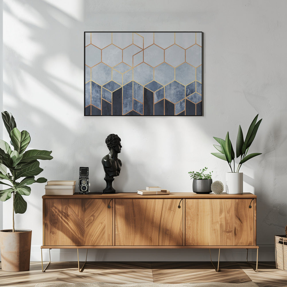 Soft Blue Hexagons | Poster