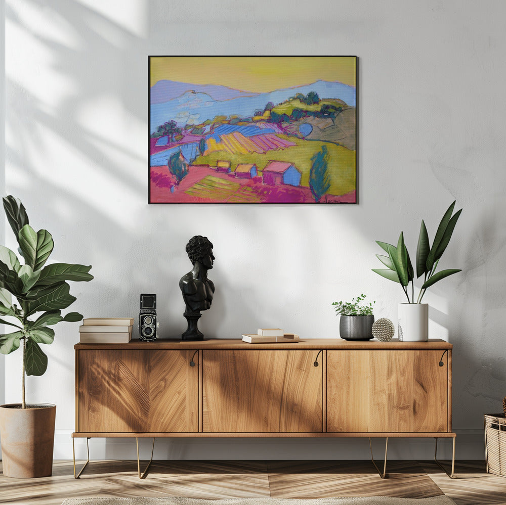 Pastellfarbene Hügelansicht | Poster