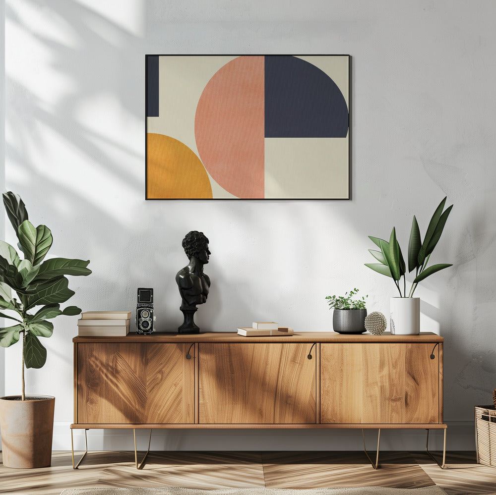 Rainbow Plus Shapes Blue Mustard2 | Poster