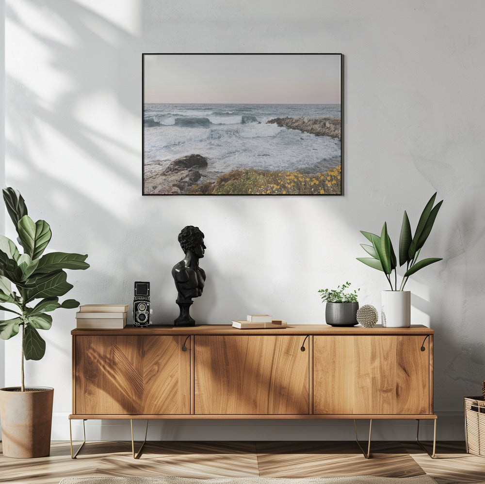 Meereslandschaft und Mohnblumen | Poster