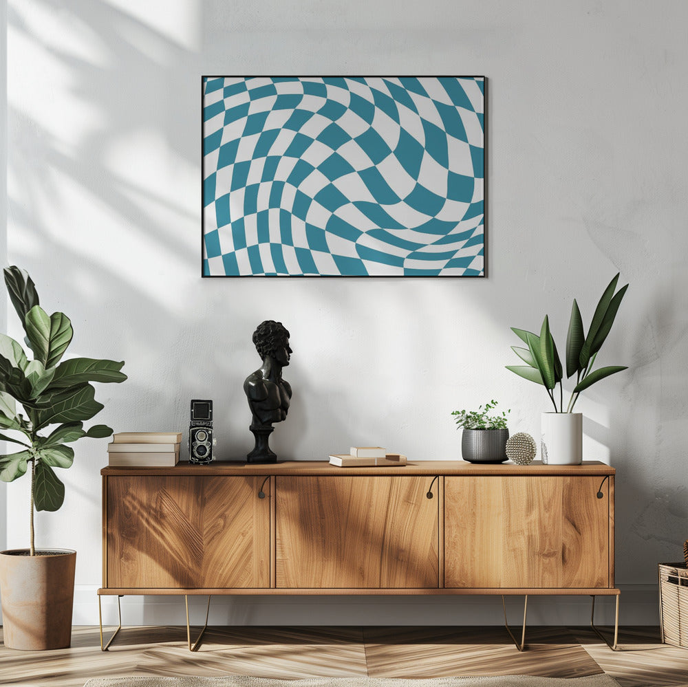 Blaues Schachbrett | Poster