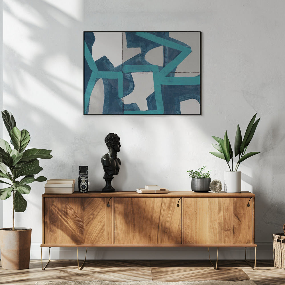 Metrischer blauer abstrakter Kunstdruck | Poster