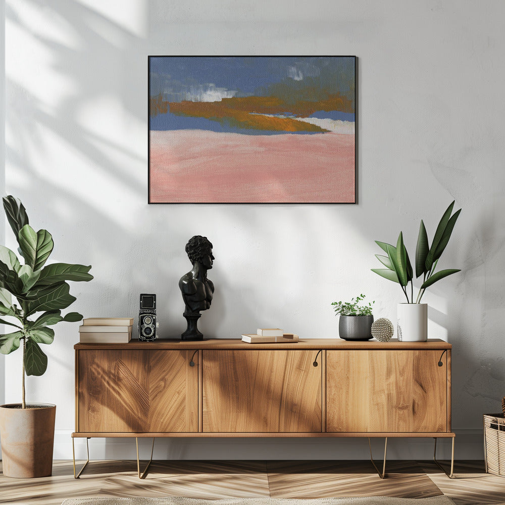 Zartrosa, Blau und Braun | Poster