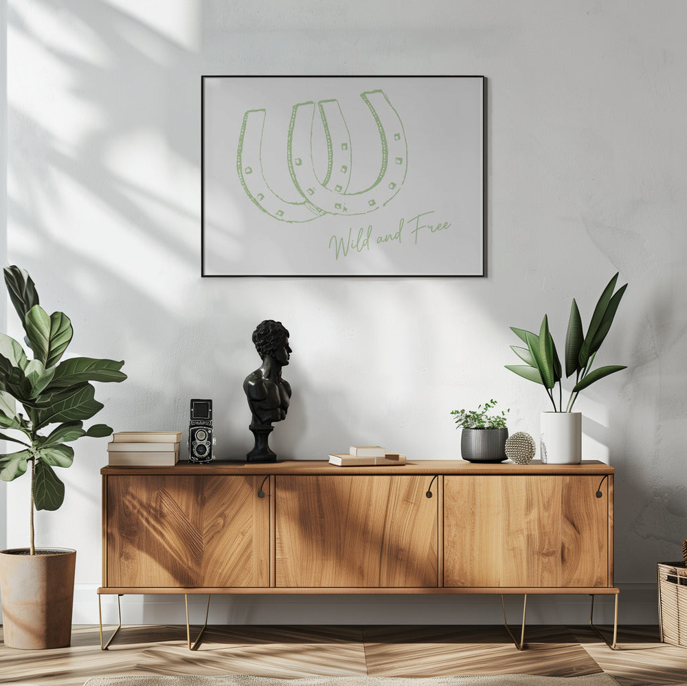 Horseshoe Wild and Free Sage Green | Poster