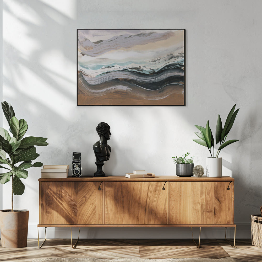 Abstract Landscape Waves Mocha | Poster