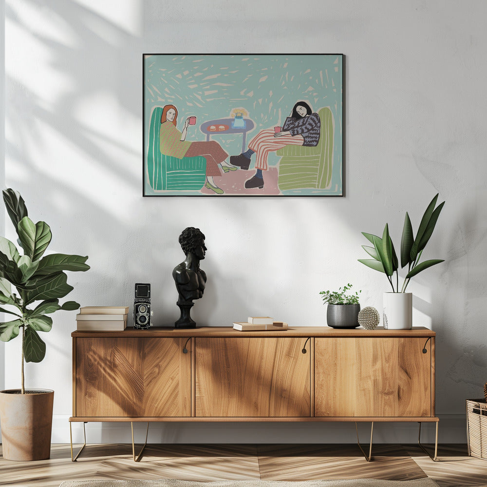 Freunde schlürfen Kaffee | Poster