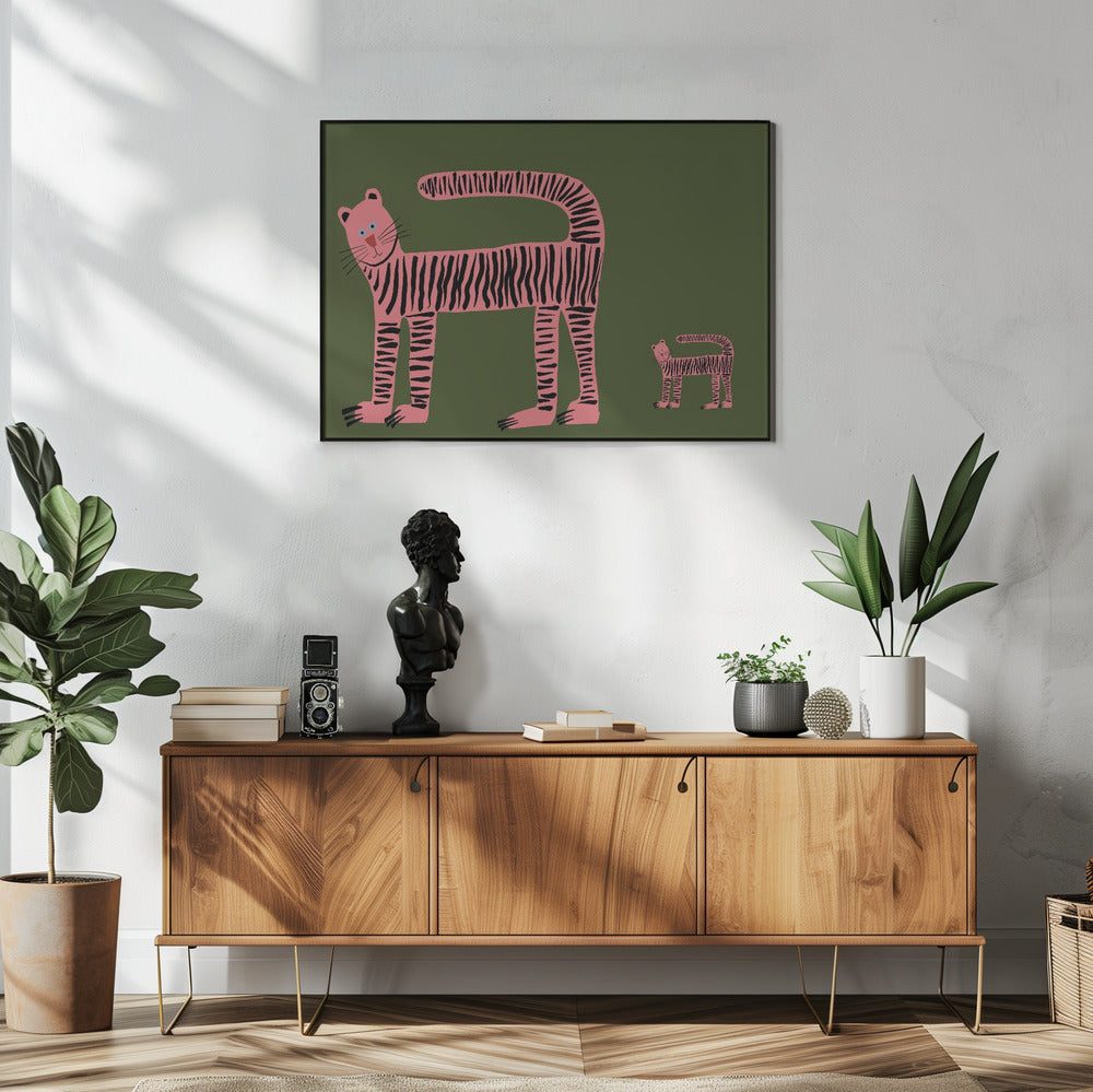 Tigerkatze und Jungtier | Poster