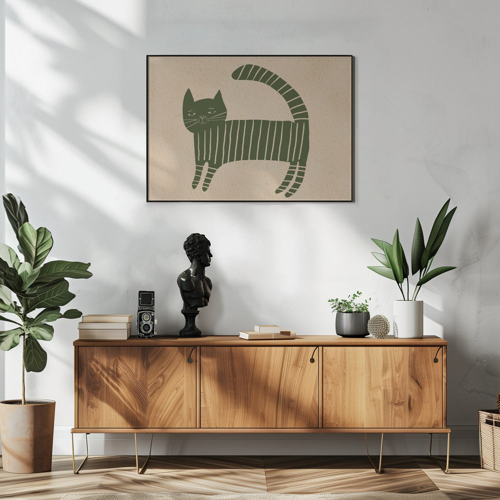 Grünes Katzenkinderzimmer | Poster