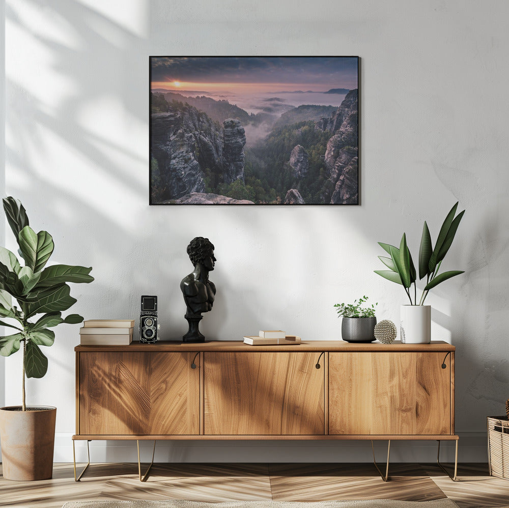 Sonnenaufgang auf den Felsen | Poster