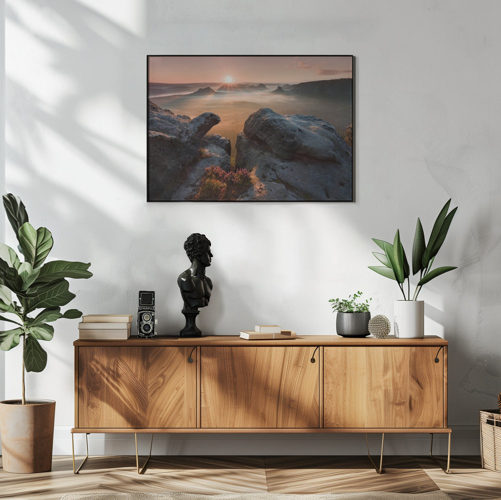 Sonnenaufgang auf den Felsen | Poster