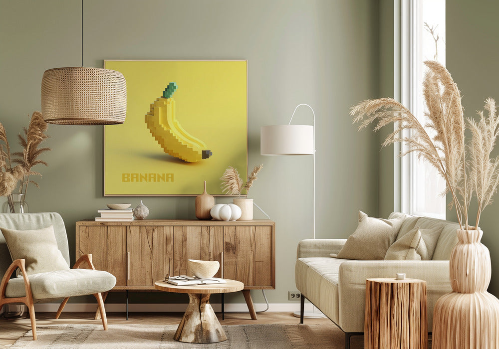 Pixelige stilisierte Banane | Leinwand