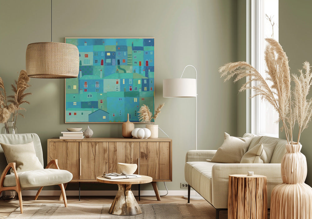 Blue Town From The Steps | Canvas