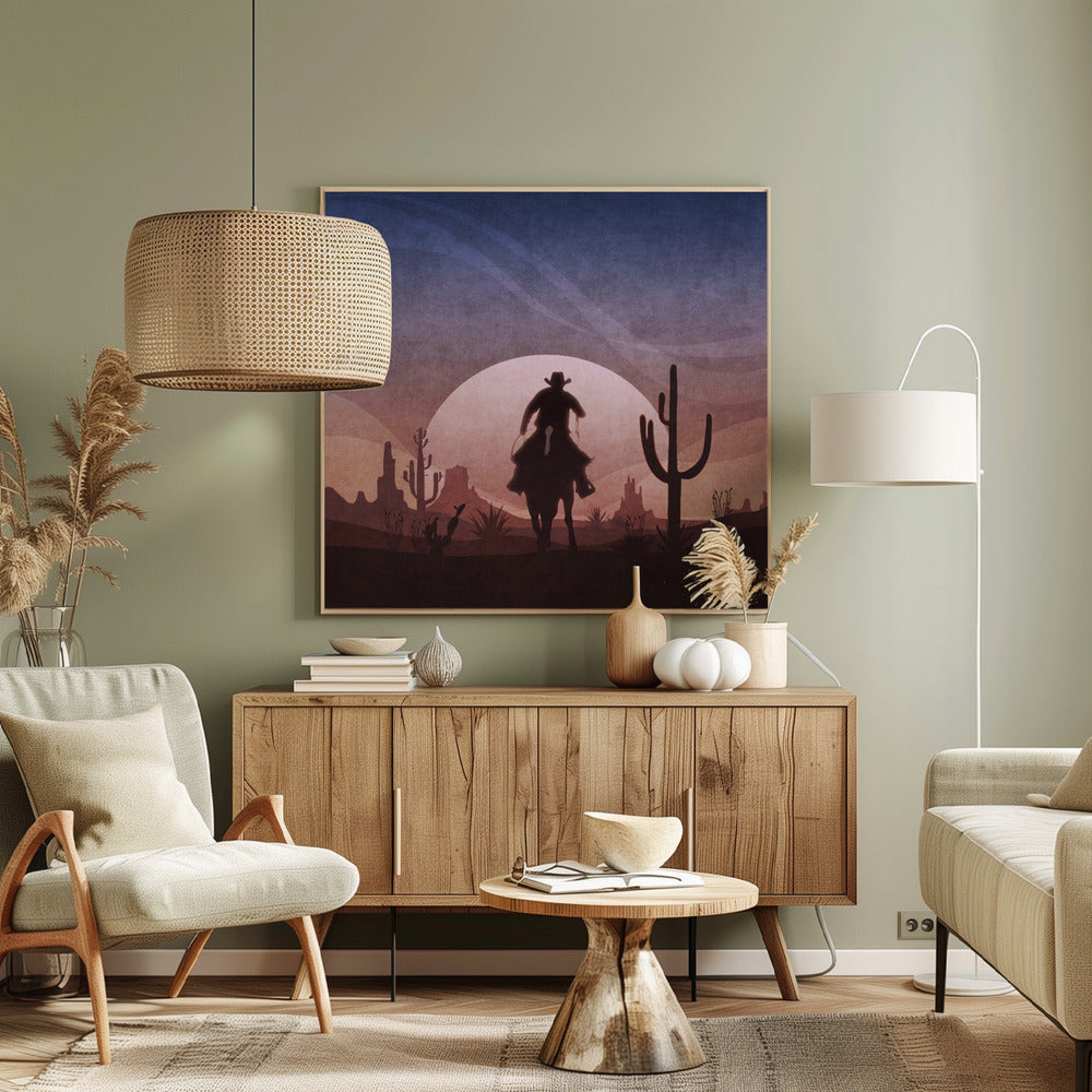 Wüsten-Cowboy-Sonnenuntergang | Leinwand