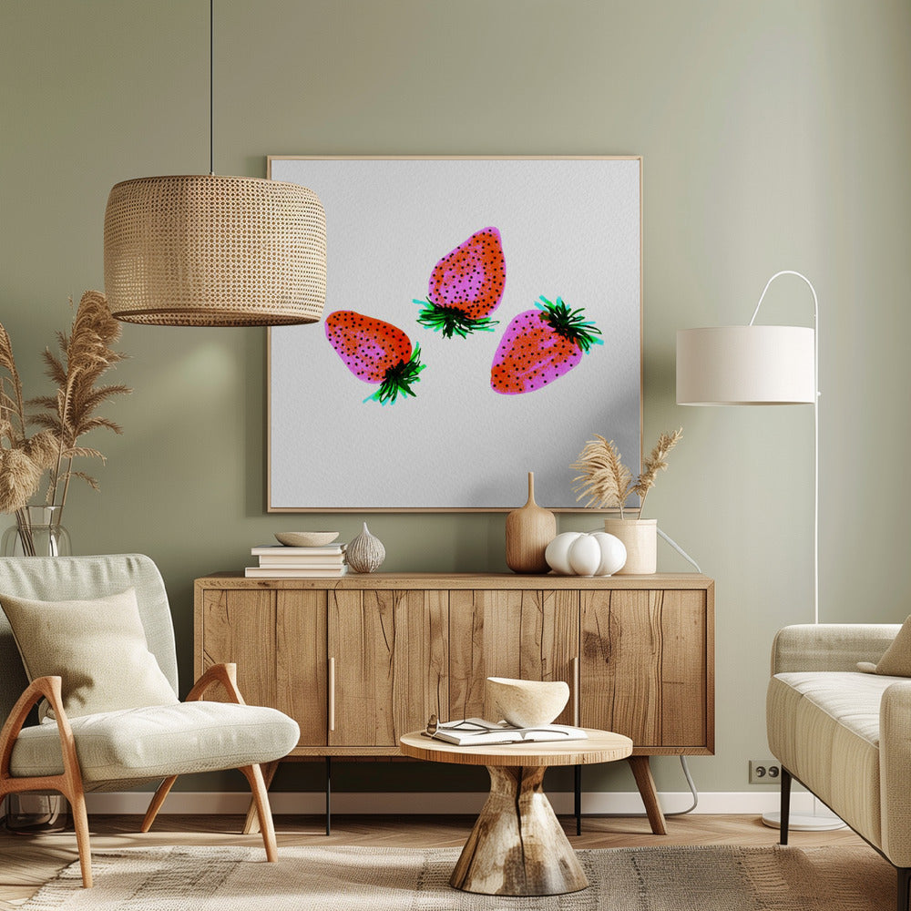 Roter Lavendel Süße Erdbeeren Obst | Leinwand