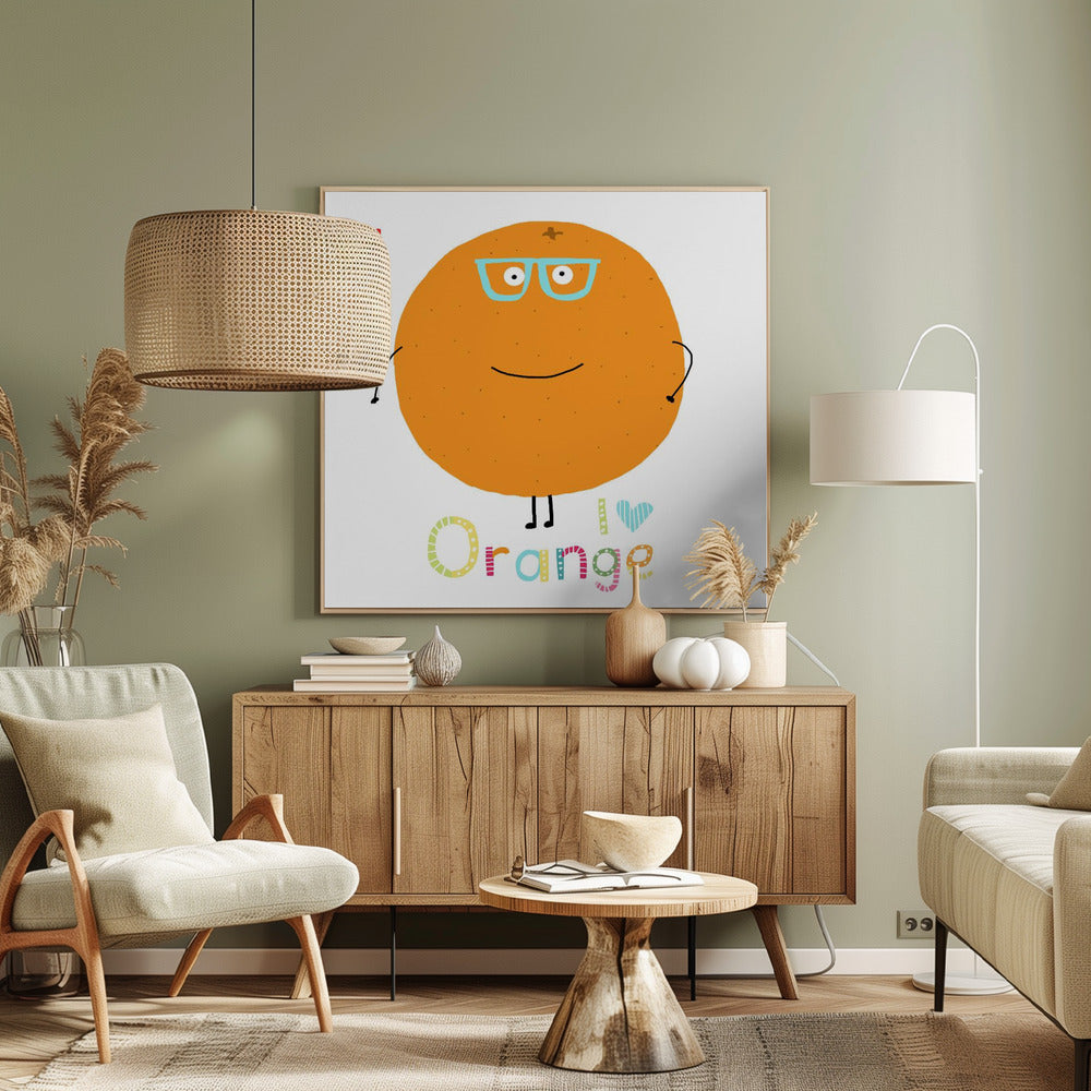 Ich liebe Orange! Süße Orange mit einem Herz. | Leinwand