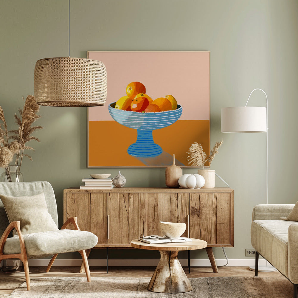 Blaue Obstschale hell | Leinwand