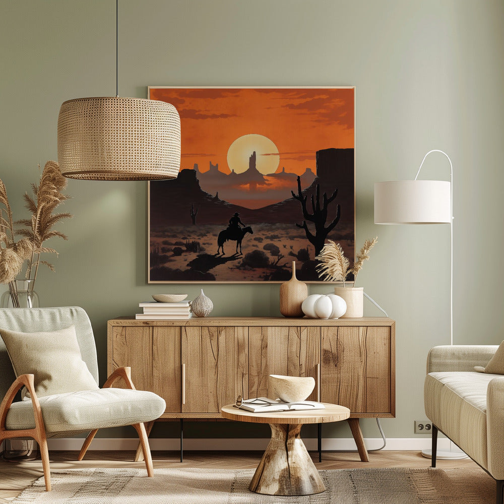 Sonnenuntergang Cowboy | Leinwand